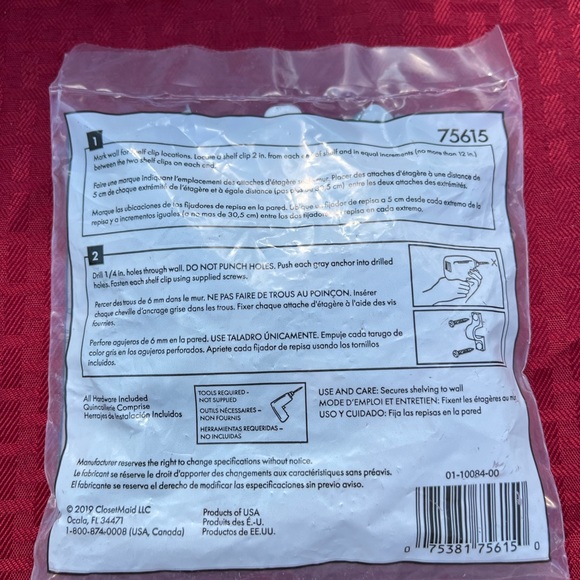 7002-PTT ClosetMaid 75615 Shelf Clips Concrete/Stud Shelf Clips 12-Pack  White - Picture 4 of 6